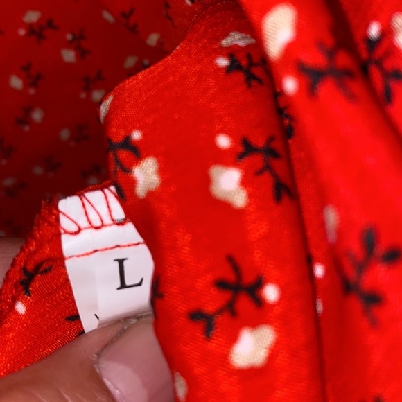 Red Floral Large Off The Shoulder Red Mini Dress - Picture 6 of 15